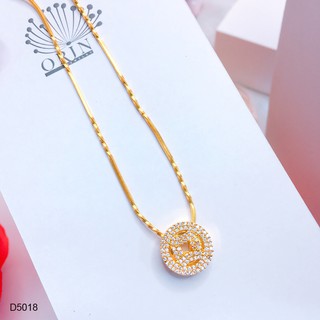 Dây chuyền nữ dạng mì xoắn mặt tròn  đính đá thiết kế cao cấp Orin D5018