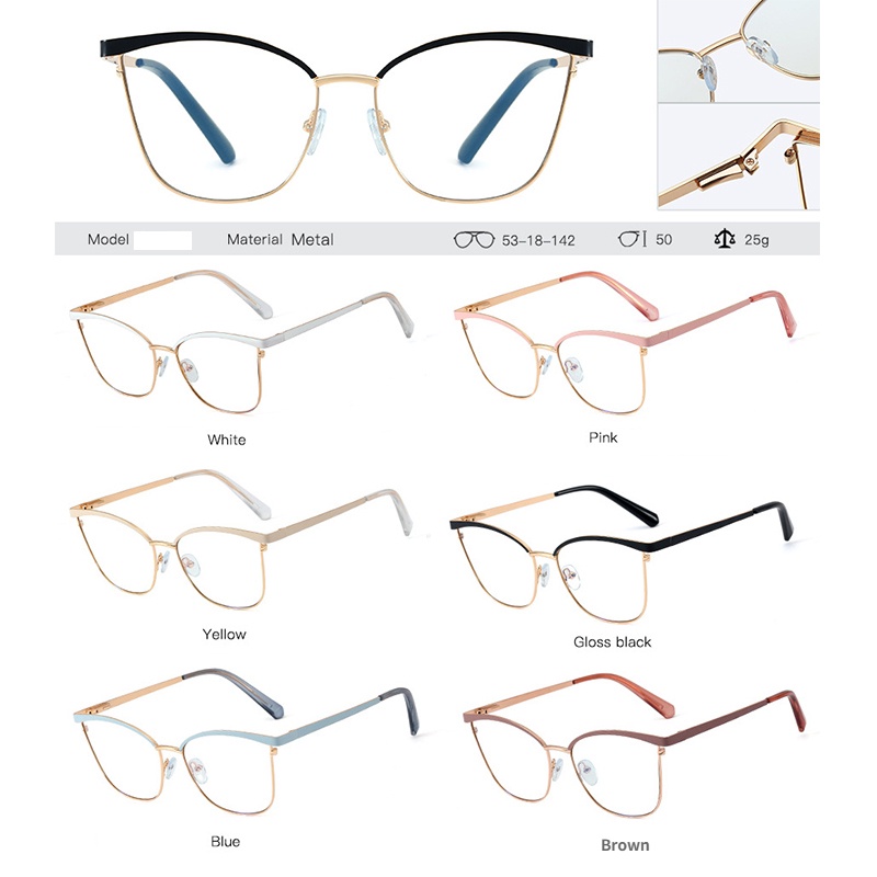 Mắt Kính Gọng Kim Loại Tròng Hình Mắt Mèo Có Thể Thay Thế Thời Trang Cho Nữ