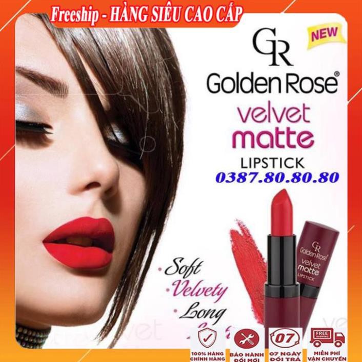 [FreeShip - HÀNG CHÍNH HÃNG] Son lì lâu trôi siêu mềm mượt velvet golden rose/Son kem lì đẹp không trôi, không lem