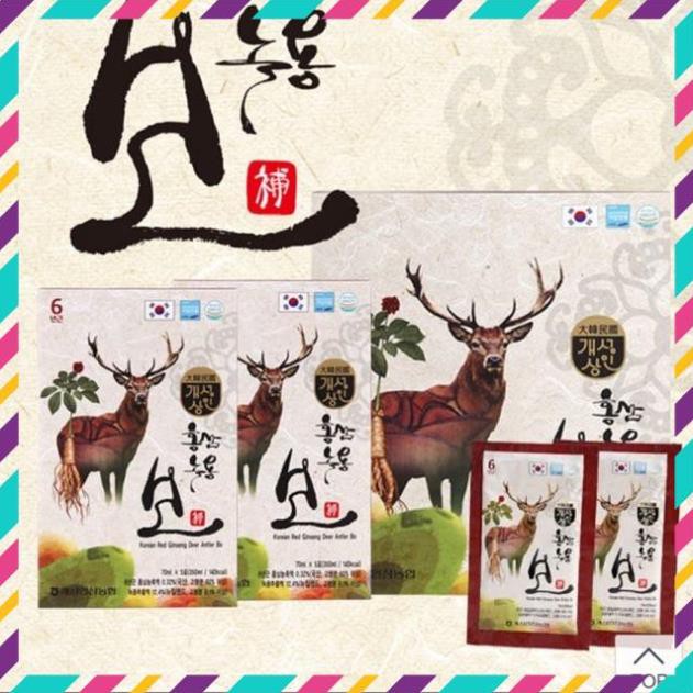 Nước Hồng Sâm Nhung Hươu MEDICINAL Hàn Quốc hộp trắng 30 gói * 70ml (Korean Red Ginseng Deer Antler Bio)