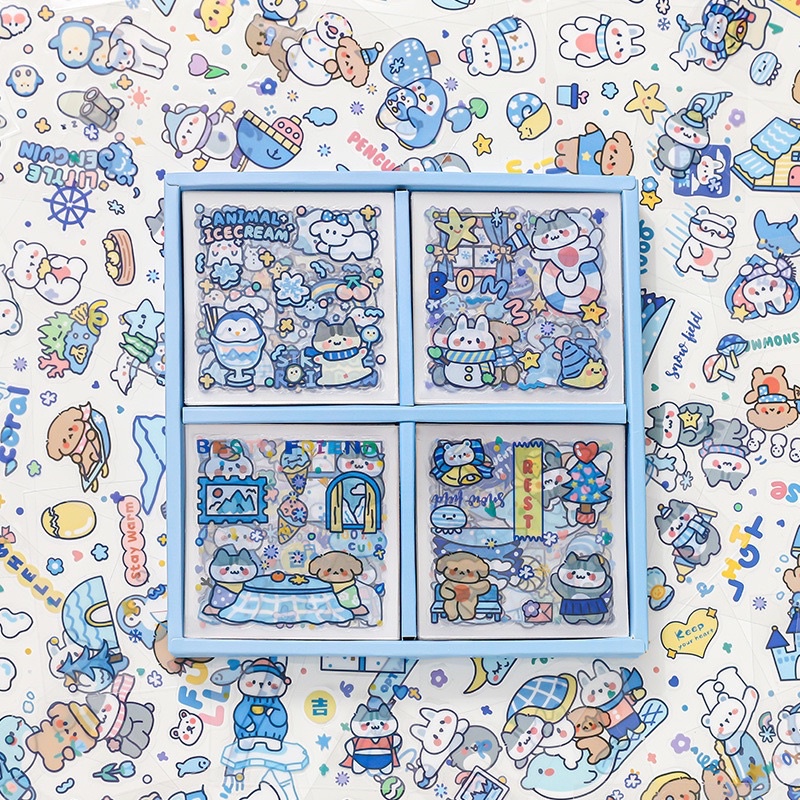 Sticker - Hình Dán Mini Cute - Hộp 100 Tờ Sticker Dán Mini Cô Gái Dễ Thương