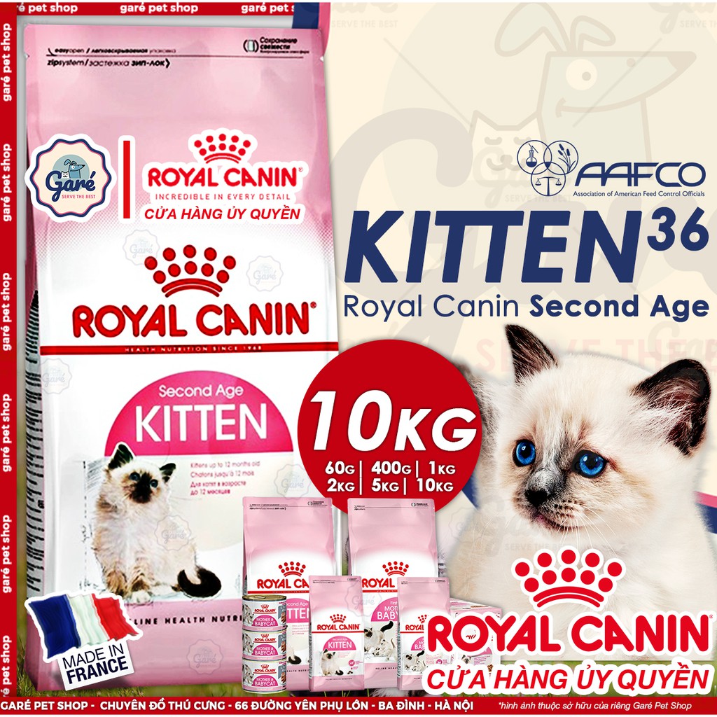 [Mã 99FMCGSALE giảm 8% đơn 500K] 10kg - Hạt Kitten 36 Royal Canin dành cho mèo con từ 4 - 12 tháng tuổi