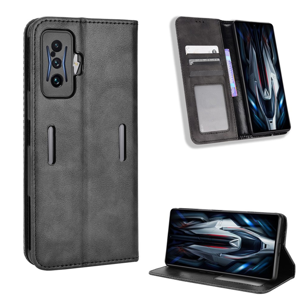 Vỏ Bao Da PU Điện Thoại Nắp Lật Nam Châm Kiêm Ví Đựng Thẻ Có Thể Làm Giá Đỡ Kiểu Vintage Cho Xiaomi Redmi K50 Gaming 5G