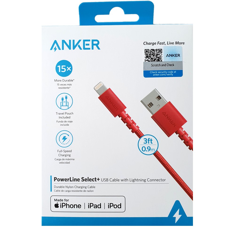 Cáp sạc ANKER PowerLine Select+ Lightning dài 0.9m - A8012