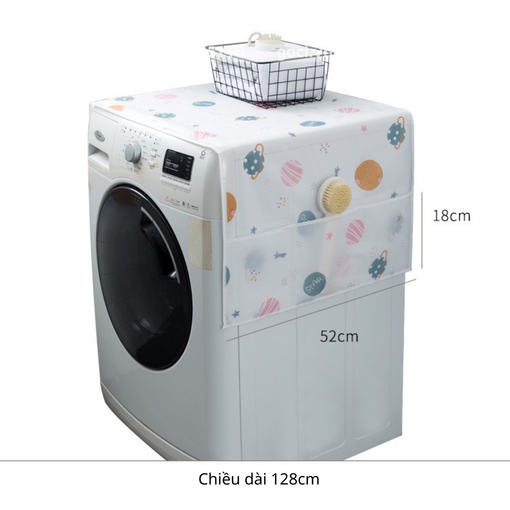 Tấm khăn phủ tủ lạnh máy giặt chống bụi chống nước nhựa PEVA có ngăn để đồ tiện lợi