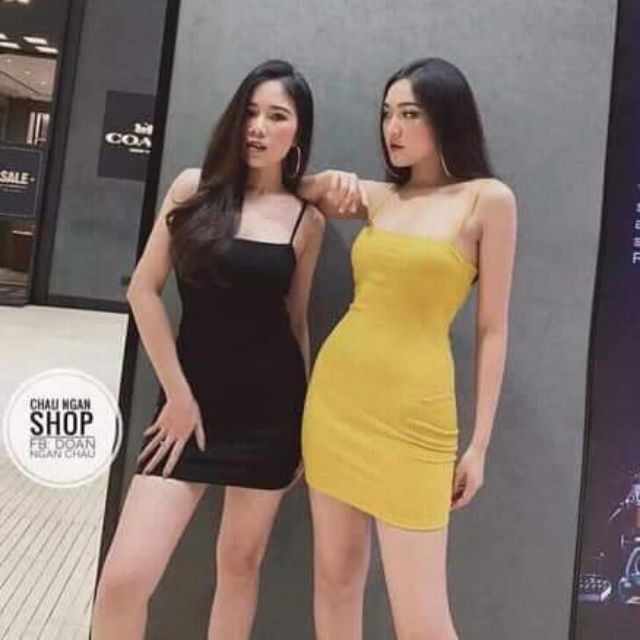 Váy ôm body 2 dây trơn dáng ngắn