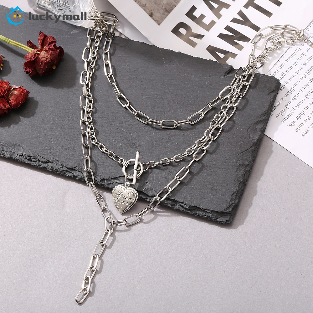 Vòng cổ nhiều lớp mặt hình trái tim thời trang cho nữ