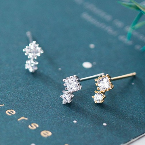 Khuyên Tai Bạc Nữ Đính Đá Bằng Bạc Thật ITALY S925 cao cấp B2496 Bảo Ngọc Jewelry