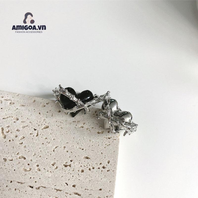 ✨✨Nhẫn hở hình trái tim và gai phong cách hip hop thời trang cho cặp đôi