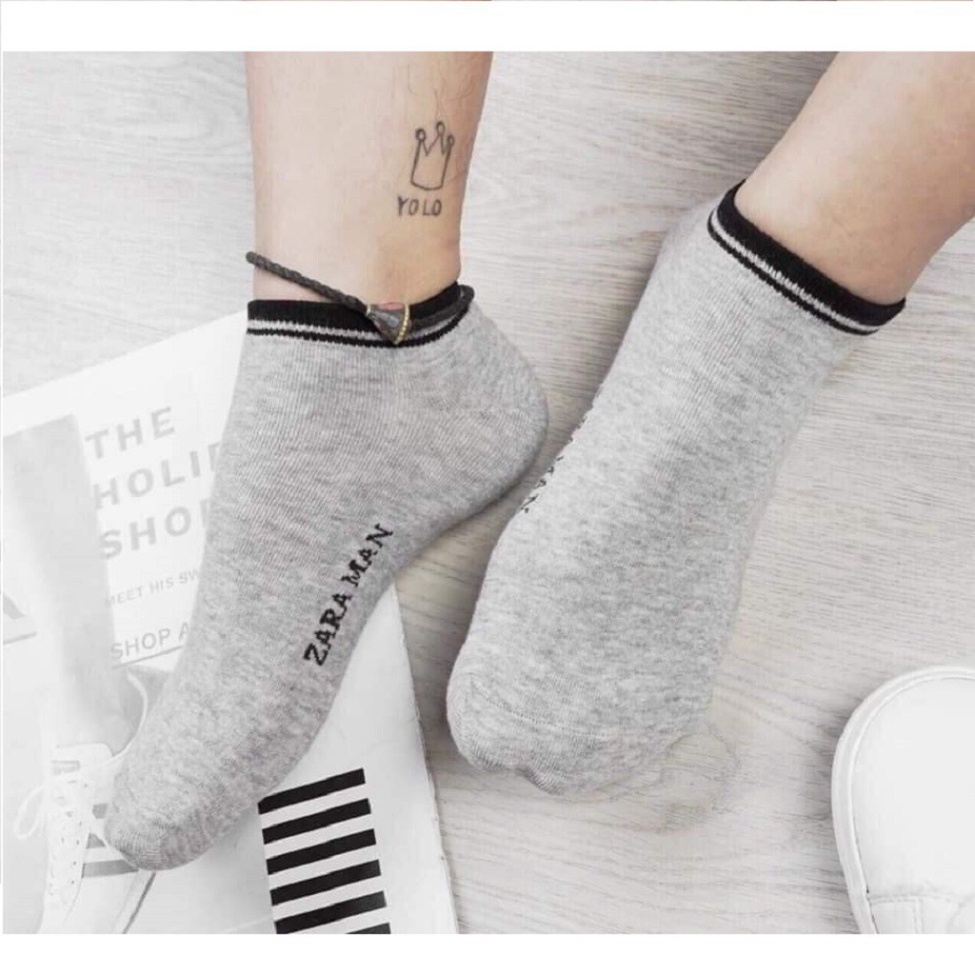 10 Đôi Tất Nam Nữ ZARA Trơn Cổ Ngắn ,Chất Cotton 100%.ĐTBX!