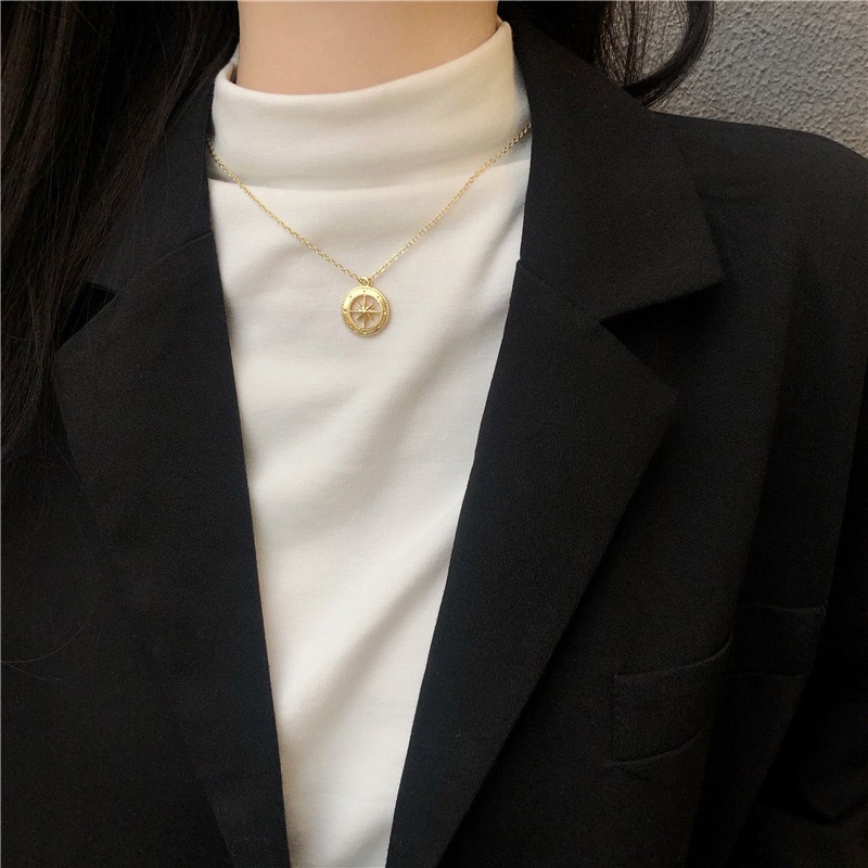 Dây chuyền, vòng cổ mặt tròn phong cách Vintage NL041Leace.accessories