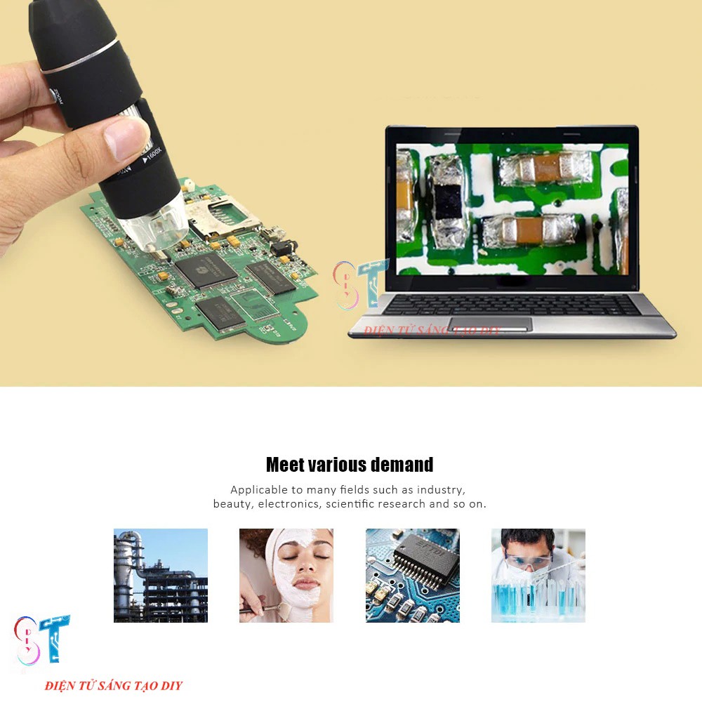 Kính Hiển Vi Điện Tử Phóng Đại 1600X Kết Nối Điện Thoại Và Máy Tính Digital Microscope kèm Đầu Chuyển OTG Sang Micro USB