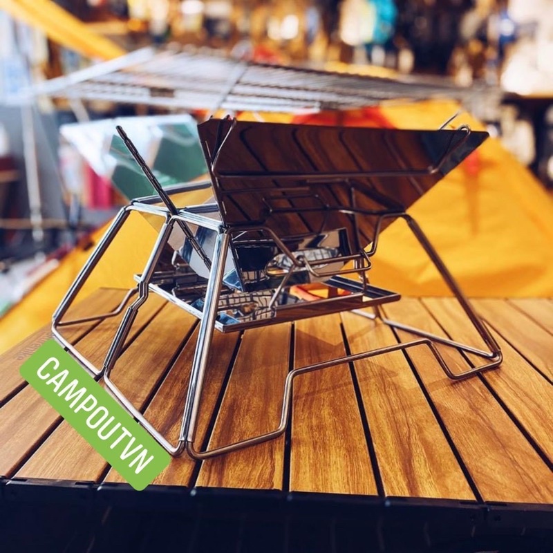 Bếp nướng cắm trại campingmoon campoutvn bếp campingmoon mt2 cắm trại du lịch bếp than nướng inox A249
