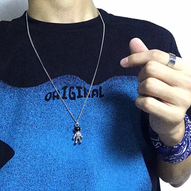 Dây Chuyền Bằng Thép Titan Thời Trang 1239500Dây Chuyền Mặt Phi Hành Gia Phong Cách Hiphop Hàn Quốc