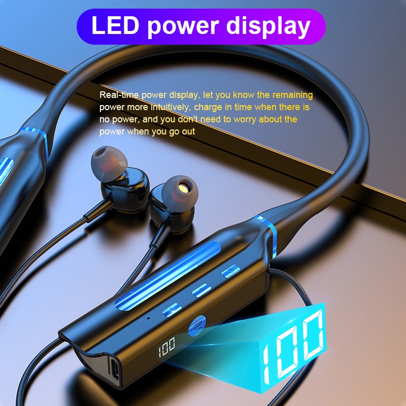 Tai Nghe Đeo Cổ Bluetooth 5.2 Không Dây Âm Thanh Vòm 4 Loa 1000 Giờ