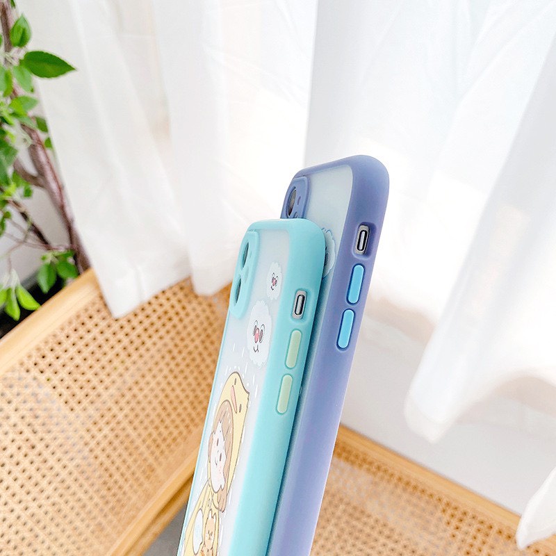 Ốp lưng iphone Cô bé mùa đông nhám viền nổi iphone 12