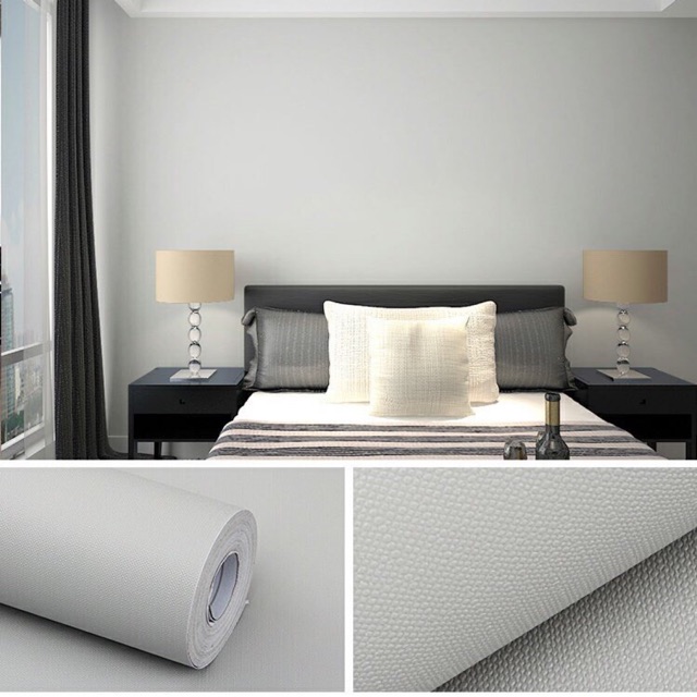 Giấy dán tường 10Mx45CM Decal dán bàn học phòng ngủ màu trơn 3D hàn quốc