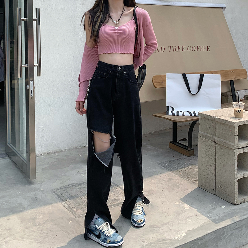 Quần Denim Nữ Lưng Cao Ống Rộng Rách Gối Thời Trang 42063 | BigBuy360 - bigbuy360.vn