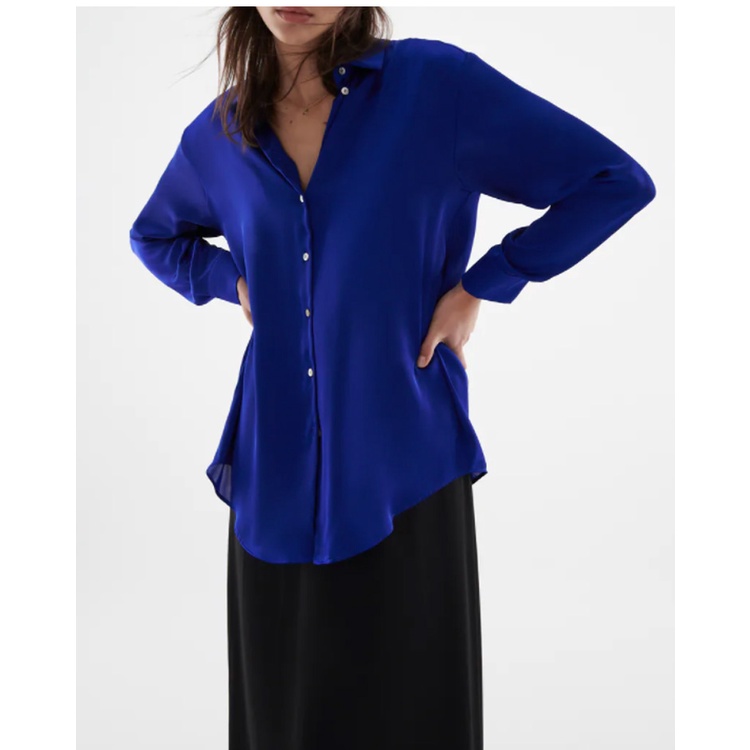 Zara Áo Sơ Mi Tay Dài Vải Lụa Thời Trang Mùa Hè