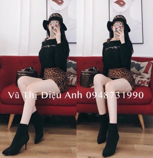 Set Áo lệch vai kèm Chân váy da beo (2 màu ảnh thật)