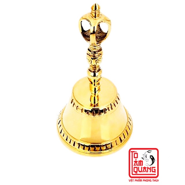 Chuông lắc tay lục lạc bằng đồng phong thủy - Chuông cầm tay có cán 18.5cm thờ cúng tâm linh - TÔ TÂM QUANG