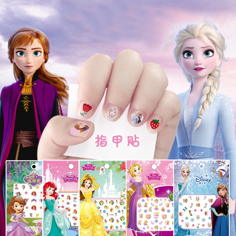 Miếng Dán Trang Trí Móng Tay Hình Công Chúa Disney Dành Cho Bé Gái