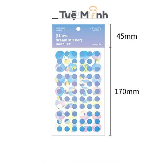 Set 4 tờ 188 sticker dán chấm tròn dot màu Galaxy gam Leon chống nước trang trí sổ tay VPPTUEMINH, nhật ký STI44