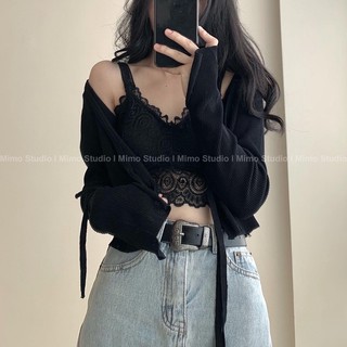 Len dệt kim mỏng buộc nơ
