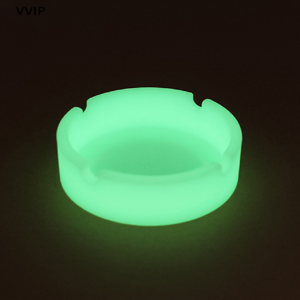 Vvvn Glowing In the Darkness Silicone Ashtray Portable Round Cigarette Ash Tray QDD