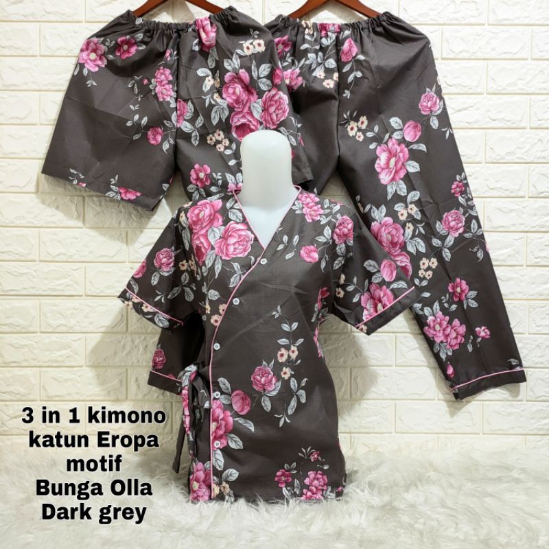 Bộ Đồ Ngủ Pijama 3 Trong 1 Họa Tiết Hoa Anh Đào Phong Cách Kimono | BigBuy360 - bigbuy360.vn