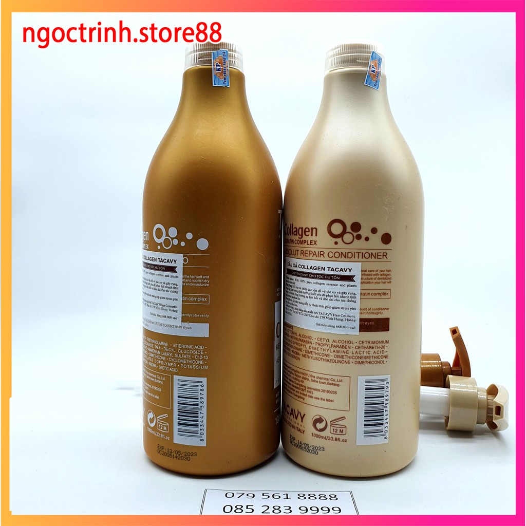 Dầu Gội collagen chống gẫy rụng kích thích mọc tóc phục hồi tái tạo biểu bì tóc, cặpTACAVY COLLAGEN 1000ml chính hãng | BigBuy360 - bigbuy360.vn
