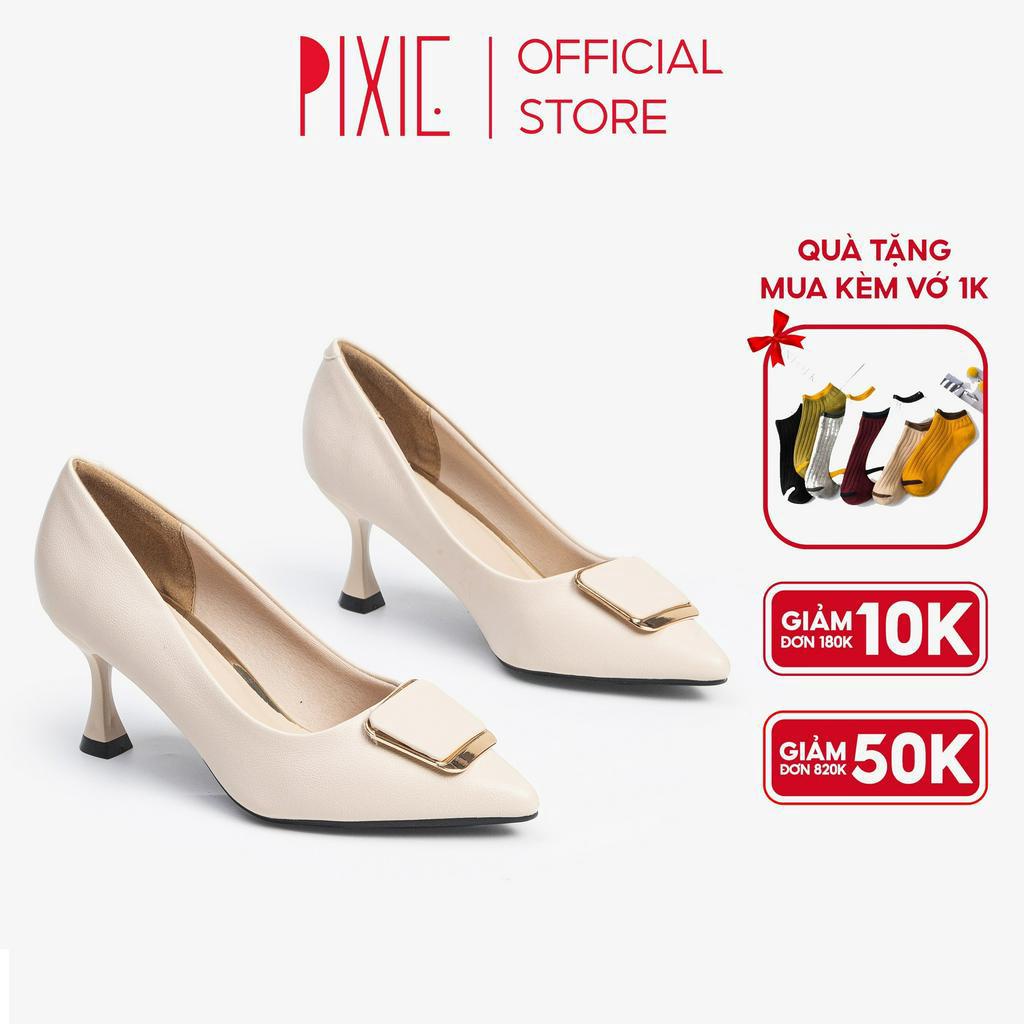 Giày Cao Gót 7cm Phối Khóa H106 Pixie