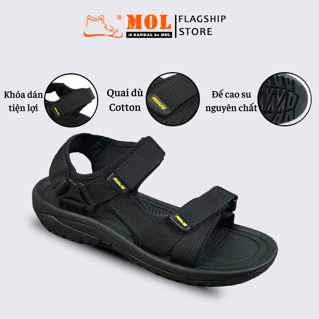 Giày sandal nam hiệu Rova siêu bền quai ngang đế cao su quai dù đi làm đi học mã RV866