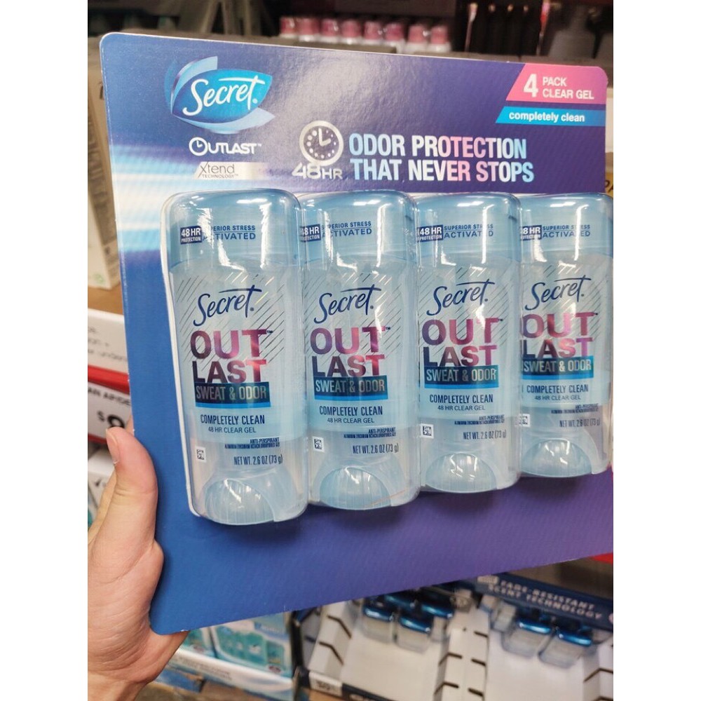 [USA] Lăn khử mùi nữ gel Secret Outlast Sweat & Odor Completely Clean 73g - Mỹ | BigBuy360 - bigbuy360.vn