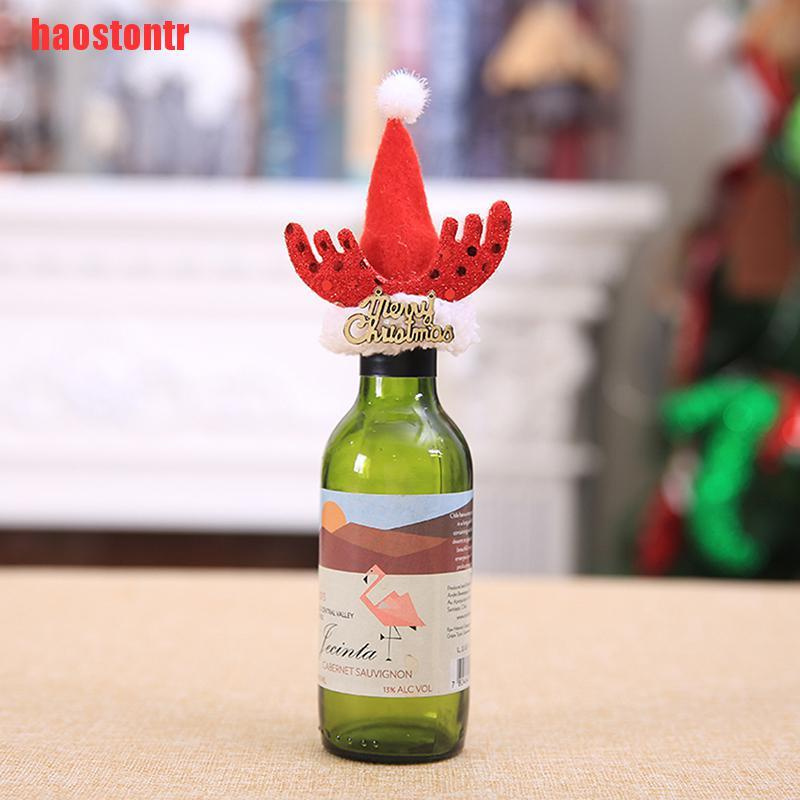 [haostontr]4Pcs Christmas Wine Bottle Protection Cap Table Decoration DIY Home Decorations