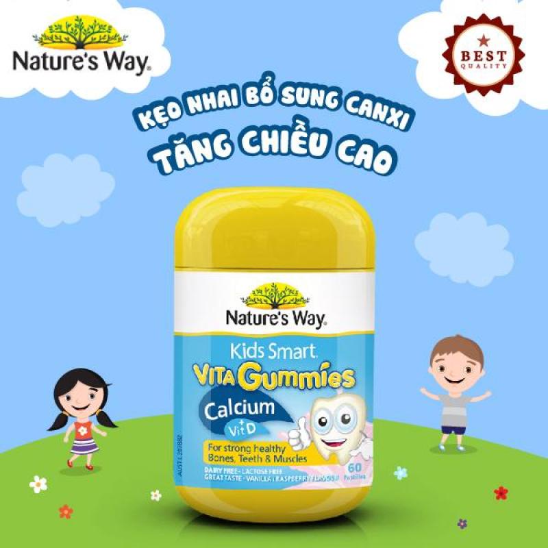 Kẹo gum Kids Smart Vita Gummies Calcium Vit D 60 viên bổ sung canxi tăng chiều cao của Úc