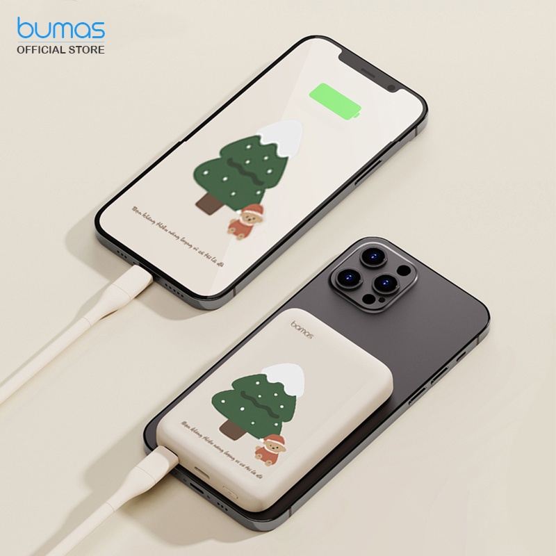 Sạc Dự Phòng Không Dây BAMAS B102 - Pin 5000mAh - Lực Hút Từ Tính Bám Dính Chắc Chắn, Ổn Định