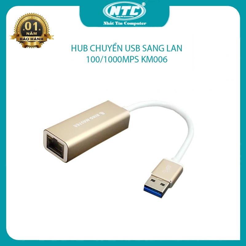 Hub chuyển USB 3.0 sang LAN (RJ45) KINGMASTER KM006 - tốc độ truyền tải 100/1000Mps (nhiều màu) - Nhất Tín Computer