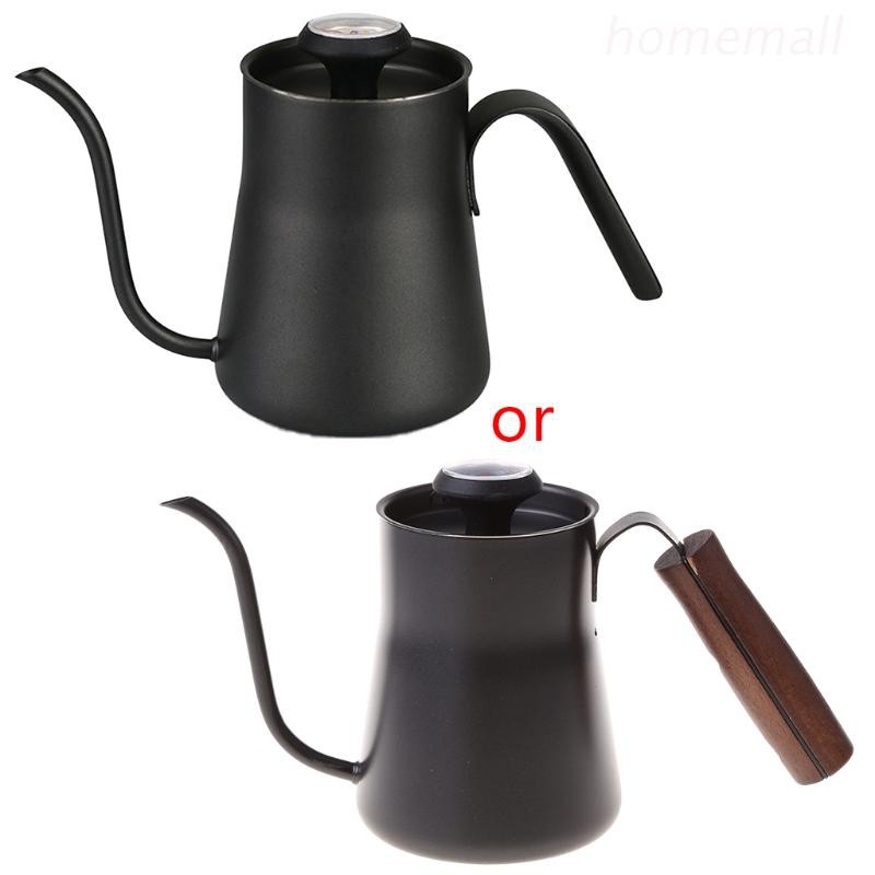 HO 450ml Stainless Steel Coffee Kettle Gooseneck Nozzle Fine Mouth Pot Pour Over Coffee Pot with Thermometer for Kitchen
