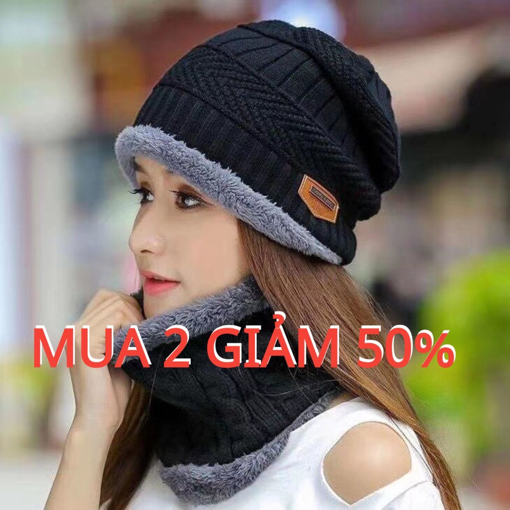 Mũ Len Nam Nữ Kèm Khăn Quàng Cổ Cao Cấp