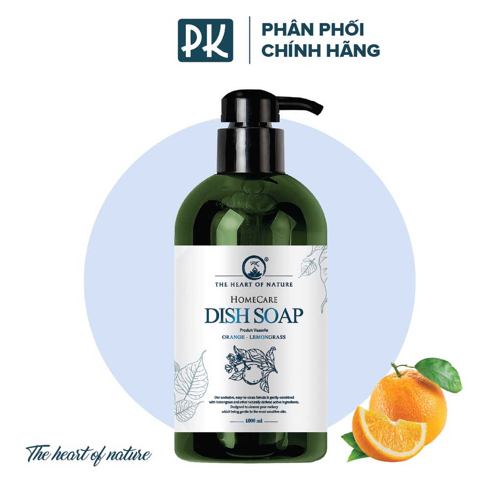 Nước rửa chén tinh dầu Sả Cam thảo mộc PK 1000ml - thành phần hữu cơ, an toàn da tay.