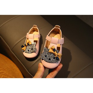 giày da mềm bé gái size 16-20 kitty mặt đá