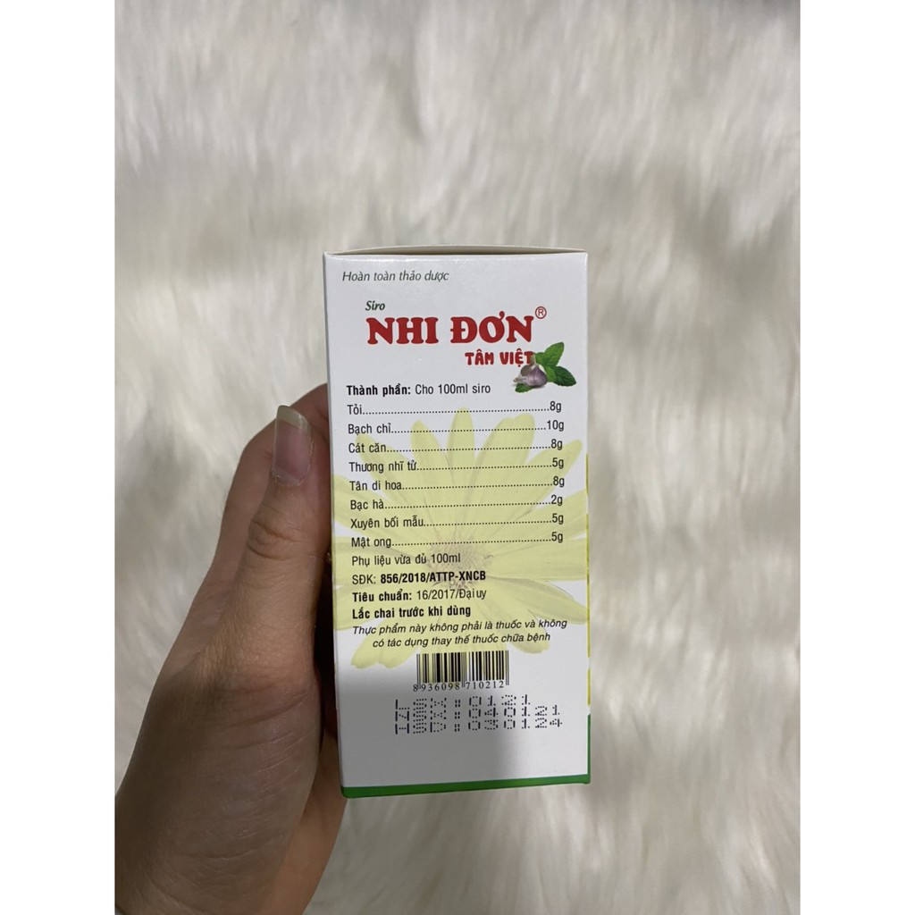 Giảm cảm cúm - Siro NHI ĐƠN TÂM VIỆT 100ml - Giúp bổ phế, giảm ho, long đờm, giảm triệu chứng viêm mũi, sổ mũi