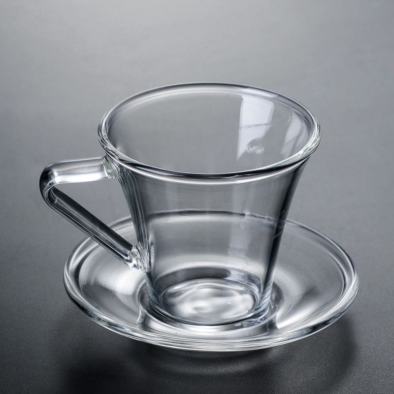 Ly cà phê espresso cốc cafe thủy tinh kèm đĩa