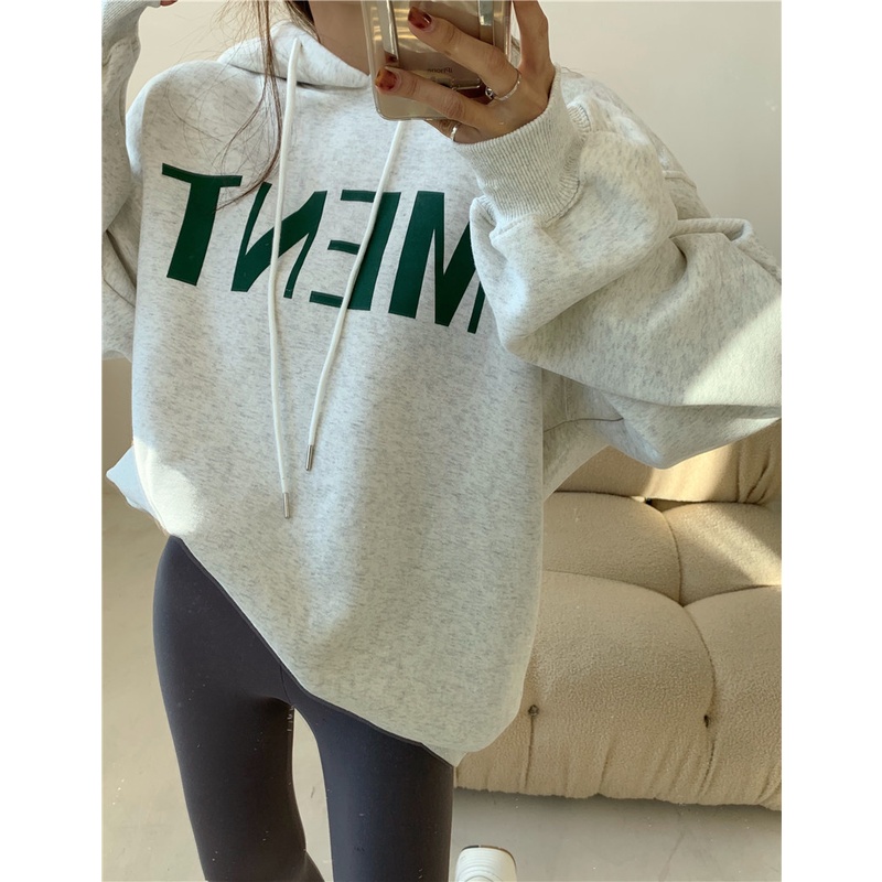 Áo Hoodie Dáng Suông Họa Tiết Chữ In Thời Trang Mùa Thu Cho Nữ