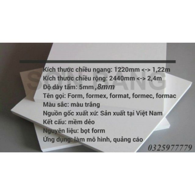 5 Tấm Formex Chất Lượng Cao HandMade Đa Dụng   Mô Hình (30x30cm)& (40x40cm)