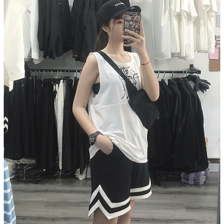 Quần short thun nữ double v