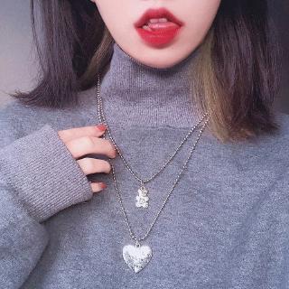 Vòng cổ hợp kim mặt gấu / trái tim phong cách retro thanh lịch