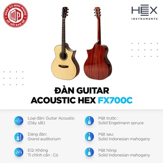 Trọn Bộ Đàn Guitar Acoustic Hex FX700C - Hàng chính hãng (Đàn, Bao đàn, Tuner, Dây đàn)