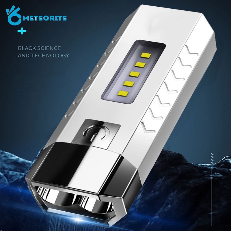 1 Đèn Pin Cầm Tay Chống Nước Cổng Sạc USB 5COB Chất Lượng Cao